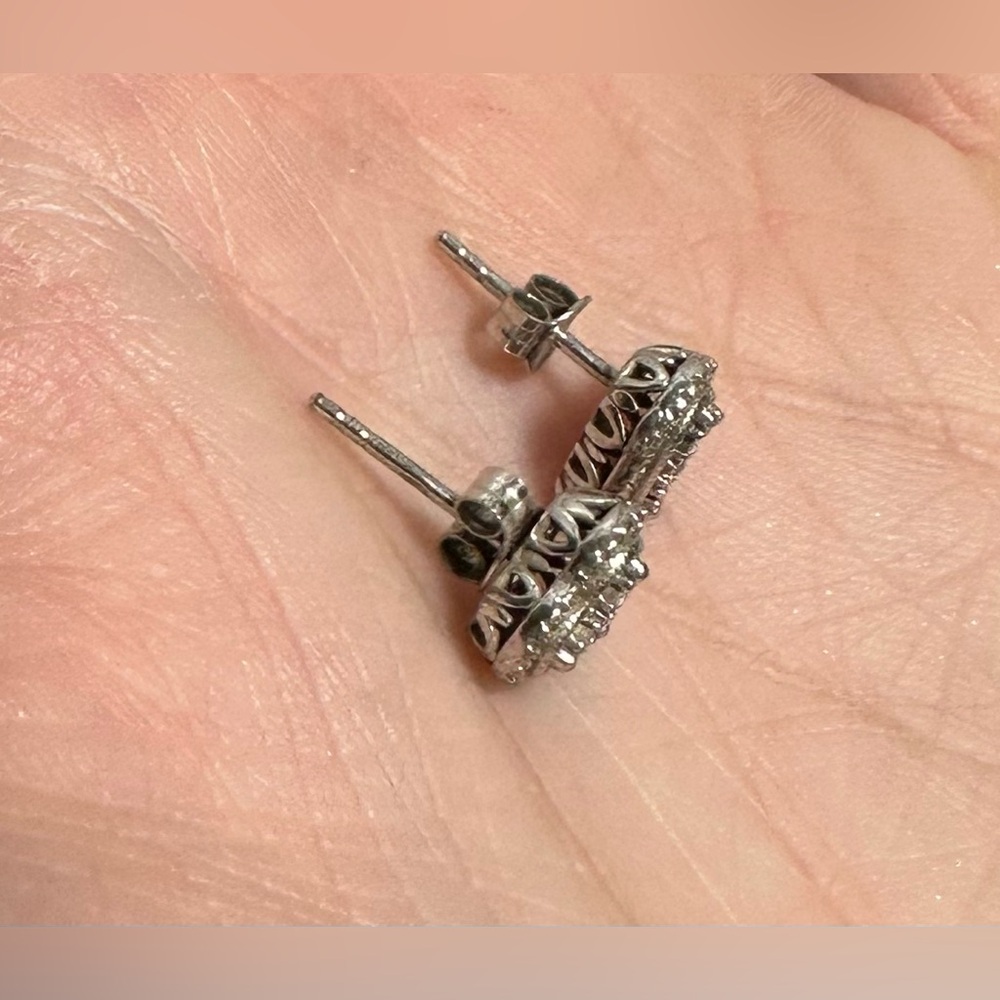 Diamond Heart Earrings 1/10 ct tw Sterling Silver 925 - Picture 3 of 4